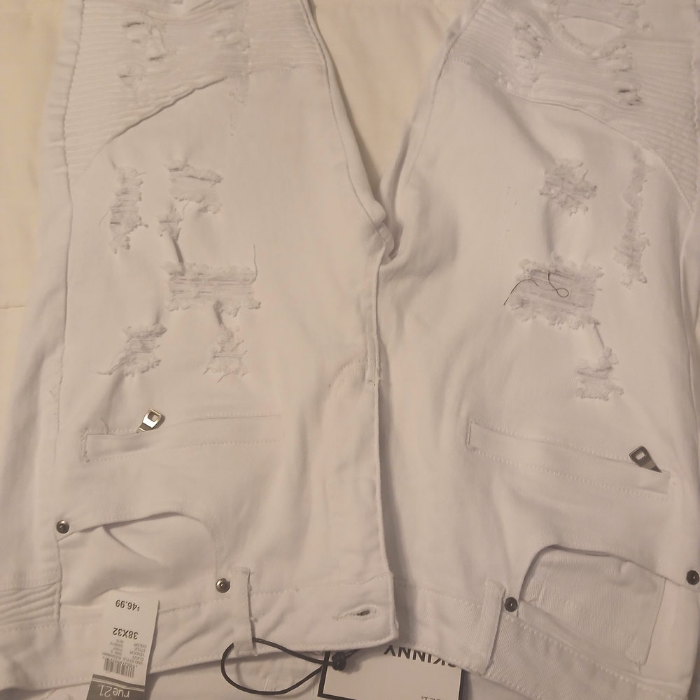 Men's White Straight Jeans